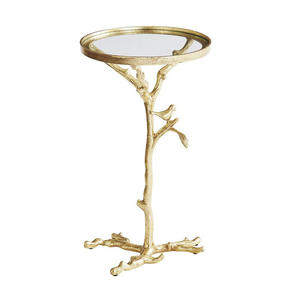 Mesa Auxiliar de Aluminio de Diseño de Lujo con Dos Estantes de Vidrio, Mesa Auxiliar Moderna para Sala de Estar - Product Image 5