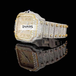 Fashion New Design VVS Moissanite Diamond Watch Square Shape <b>Ice</b> <b>Out</b> Jewelry 41mm Moissanite Watch Cuabn <b>Chain</b> Sets - Product Image 4
