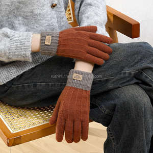 Gants en tricot thermique doux avec poignets côtelés, motif classique en tricot torsadé, doublure confortable et design chaud pour l'extérieur - Product Image 6