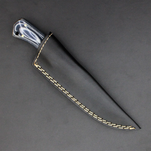Couteau de chasse et de camping artisanal en acier Damas, lame fixe de 9 pouces à pointe clip, qualité industrielle avec manche en bois, OEM - Product Image 5