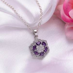 Colgante de plata de ley 925 con piedra amatista, joyería hecha a mano, elegante regalo de aniversario, collar para mujer - Product Image 4