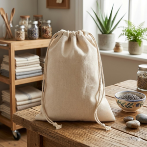 Sac à dos en toile de coton personnalisé avec cordon de serrage |   Sac de sport écologique |   Sac de courses pour épicerie |   Sac fourre-tout promotionnel uni - Product Image 4