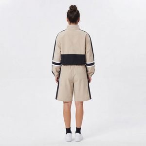 Wholesale Women Stand Collar Windbreaker Jacket Baggy Shorts Set Custom Embroidered Women's Short Hiking <b>Waterproof</b> <b>Tracksuit</b> - Product Image 2