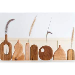 Vase moderne en bambou et en bois pour la maison et le bureau - Product Image 4