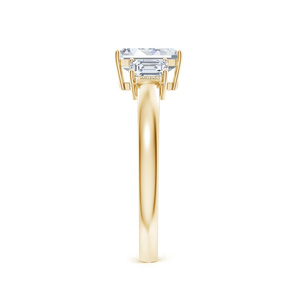 Anillo de Compromiso con Tres Diamantes de Corte Esmeralda Cultivados en Laboratorio, Certificados por IGI, en Oro de 10K, 14K, 18K, Plata 925, 935, Joyería Personalizada - Product Image 2
