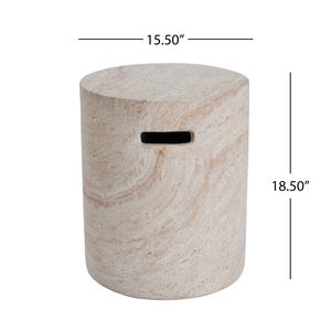 Lightweight Indoor/Outdoor Concrete <b>Side</b> <b>Table</b> with <b>Side</b> Handles <b>Travertine</b> Finish - Product Image 6