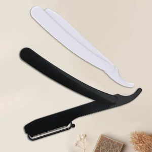 Classic Straight <b>Razor</b> Stainless Steel <b>Blade</b> Plastic Handle Barber Shop Use Male Grooming Tool <b>Single</b> <b>Blade</b> Design - Product Image 3
