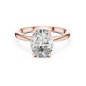 Elegante Anillo de Compromiso con Diamante Ovalado Cultivado en Laboratorio de 2 Quilates, Solitario de Cuatro Puntas con Delicado Tallo, Joyería de Oro Personalizada - Product Image 1