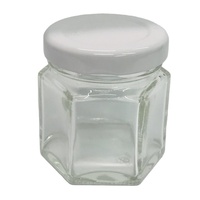 Vente en gros de pots en verre hexagonaux de 50 ml et 45 ml avec couvercle à vis en métal pour le stockage du miel et de la confiture - Scellage par bouchon à vis