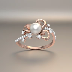 แหวนมุกผีเสื้อสีโรสโกลด์ที่สวยงาม โรแมนติก เครื่องประดับเจ้าสาว ของขวัญวันครบรอบ - Product Image 5