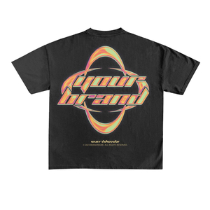 เสื้อยืดแขนสั้นสีดำสำหรับผู้ชาย ยี่ห้อของคุณ ผลิตจากผ้าฝ้าย 100% ทรงลำลอง คอกลม ทรงหลวม ซักแบบ Acid Wash เป็นมิตรต่อสิ่งแวดล้อม ป้องกันการเกิดขุย - Product Image 3