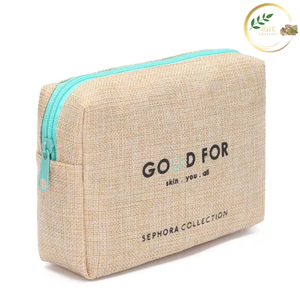 <b>Custom</b> Logo Printed Jute Cosmetic Bag Natural Burlap Makeup Storage Travel Organizer - Product Image 2