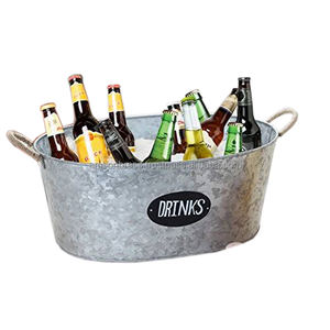 Cubo de hielo de Metal de hierro galvanizado, Enfriador de vino de Metal de alta calidad, cubo de hielo, herramienta de barra, cerveza, vino, champán, bañera ovalada - Product Image 4