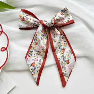 <b>Red</b> Series Flowers Bag Handbag Handle Ribbon <b>Scarf</b> Hair Head Band Neck <b>Scarf</b> Neckerchief <b>Scarf</b> Handle Wrap Silk Ribbon for Women - Product Image 3