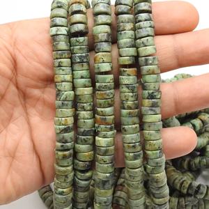 ลูกปัดเทอร์ควอยซ์แอฟริกัน-ผิวเรียบด้านขัดเงา-รูปทรงล้อ-ขนาด 16 นิ้ว-เส้นยาวประมาณ 8-9 มม.-หินธรรมชาติ - Product Image 1