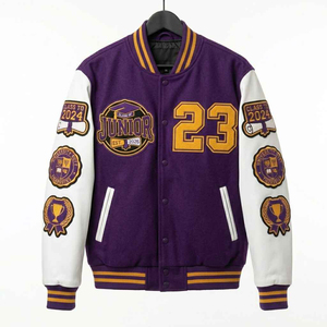 Custom Men's Winter <b>Varsity</b> <b>Jacket</b> Chenille Embroidered Logo Wool Body Leather Sleeves <b>Vintage</b> Baseball Letterman <b>Jacket</b> - Product Image 1
