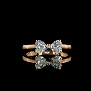 Rose Gold Heart Cut Diamond Bowknot Engagement <b>Ring</b> Women's Cute <b>Fine</b> Jewelry - Product Image 1