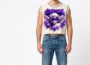 Camisetas Personalizadas al por Mayor OEM ODM para Hombre, Camisetas con Gráficos 3D, Camisetas Urbanas sin Mangas con Cuello Redondo, Camisetas Deportivas con Estampado Morado, Transpirables - Product Image 3