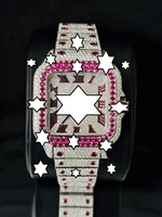 Luxuriöse Rosa Moissanit Edelstahl-Armbanduhr mit Mechanischem Uhrwerk, Quadratischem Gehäuse, 20mm Charm-Analogzifferblatt, Kristallbesatz, Modischer Schmuck mit Datumsanzeige