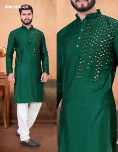 Best Quality Premium Viscose with One-Side Mirror-work Full-Sleeve Long <b>Kurta</b>-Semi Cotton Payjama Collection Supplier from India - Product Image 3