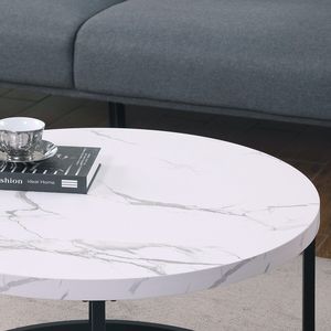 Tavolino da caffè in marmo bianco da 31,5 pollici per soggiorno - Product Image 6