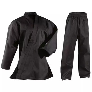 Uniforme de Karate 100% Algodón para Adultos Unisex, Duradero, Corte Regular, Teñido Liso, Disponible en Blanco y Negro con Cinturón - Product Image 3