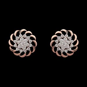 Pendientes de Moissanita con Diseño Floral, Corte Redondo, Joyería para Mujer, para Bodas y Fiestas - Product Image 2