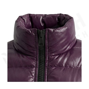 Hooded Quilted Waterproof <b>Bubble</b> Jacket Black Full Sleeve Winter Windproof Cotton Shell Knitted Fabric Polyester Filling Stand - Product Image 5