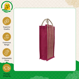 Fabricant indien vendant des sacs à vin en jute personnalisés avec impression rayée de bonne qualité pour usage professionnel à bas prix - Product Image 5