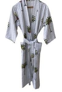 Bata de Kimono con Estampado Digital de Dibujos Animados para Mujer, Suave y Transpirable, 100% Algodón, Camisón de Verano Hecho a Mano, Cuello en V, Cintura Elástica, ODM - Product Image 2