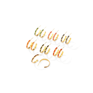 Orecchini a Cerchio in Acciaio Inossidabile Acero, Orecchini Pendenti alla Moda con Goccia di Olio Monocolore, 12 Paia - Product Image 1