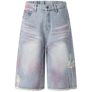 Pantalones Cortos de Mezclilla con Lavado Ácido al por Mayor, Estilo Urbano Vintage, Ajuste Holgado, de Algodón, con Logotipo Personalizado - Product Image 1