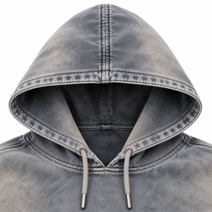 <b>Men's</b> Oversized <b>Grey</b> Acid Wash Hoodie Pullover Hooded <b>Sweatshirt</b> Vintage Gradient Fleece with Front Pocket - Product Image 3