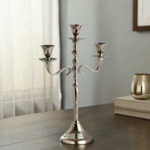 Candélabre de luxe vintage en aluminium à 3 bras, chandelier décoratif en métal, centre de table pour mariage, Noël, table à manger - Product Image 4