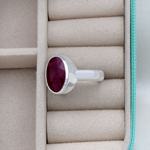 Wholesale 925 Sterling Silver Oval Cut <b>Ruby</b> <b>Ring</b> <b>for</b> <b>Men</b> Women Bezel set <b>Ring</b> Red Gemstone Statement Jewelry - Product Image 3