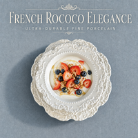 Assiette de dîner en céramique blanche style rococo français, assiette de présentation vintage en porcelaine à relief, bordure perlée en dentelle, plat de mariage