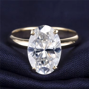 Anillo de Compromiso con Diamante de Corte Ovalado, Oro Sólido de 18K, Engaste de Garras, Joyería Fina Clásica para Mujer - Product Image 1