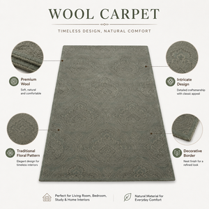 Alfombra de Lana Hecha a Mano con Patrón Floral Tradicional para Sala de Estar, Dormitorio, Decoración de Interiores del Hogar - Product Image 6