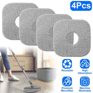 4pcs Reusable Microfiber Square <b>Mop</b> Pads Wet/Dry Floor Cleaning Home Use Machine Washable <b>Flat</b> <b>Mop</b> Replacements - Product Image 1
