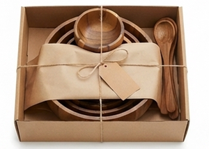 Ensemble de saladiers élégants en bois, ronds, écologiques, durables, design minimaliste avec cuillères de service - Product Image 6
