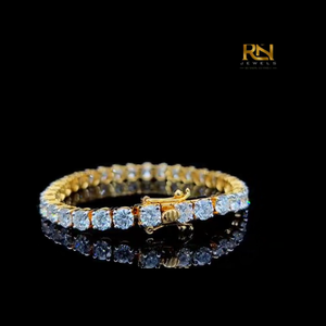 Imperial Round Brilliant Lab Grown Diamond Tennis Bracelet Four Prong Eternity Line Bracelet 9K 14K 18K <b>Solid</b> <b>Gold</b> - Product Image 3