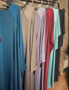 Abaya Maxi Romantique Nida en Crêpe Acrylique Infroissable à Motif Imprimé 3D, Fermeture Avant, Plissée, Boutons en Cristal, Coupe Longue et Ample - Product Image 5