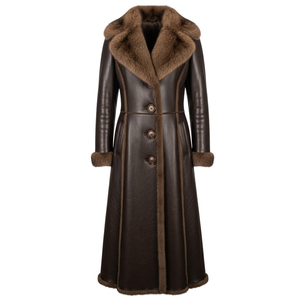 Abrigo Largo de Invierno Unisex de Cuero Genuino con Cuello Solapa, Manga Larga, Botones Frontales, Prenda Exterior Cálida, Moda Moderna - Product Image 3