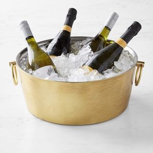 Cubo de Hielo de Cobre Puro de Lujo con Asas Laterales Decorativas para Enfriar Bebidas y Presentar en la Mesa - Product Image 1