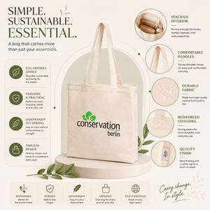 Sac fourre-tout en toile de coton de luxe avec personnalisation de la marque |   Sac de courses et de voyage réutilisable écologique, élégant et de qualité supérieure - Product Image 5