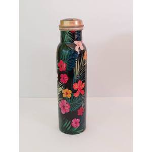 Tropical Floral Printed <b>Copper</b> Water <b>Bottle</b> Reusable Leakproof Designer <b>Drink</b> <b>Bottle</b> Decorative Gift OEM Wholesale Export - Product Image 1