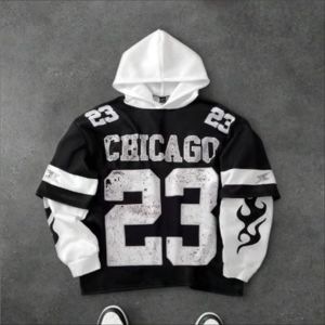 Sweat à capuche zippé oversize en molleton épais brodé, personnalisé, délavé à l'acide, effet soleil, double couche, streetwear homme, automne, coton - Product Image 1
