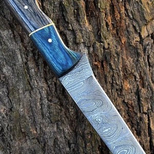 Custom Handmade Eco-Friendly Dishwasher <b>Safe</b> Ambidextrous Modern Forged Fillet <b>Knife</b> 8-9.9in Damascus Steel Wood Handle Leather - Product Image 4