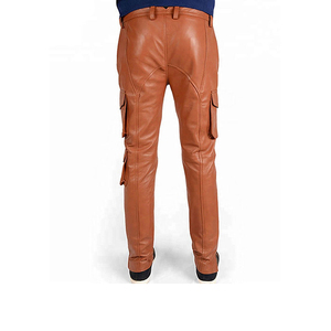 Pantalones de Cuero PU para Hombre, Estilo Hip Hop, a la Moda, Resistentes al Viento, de Cintura Media, Rectos, Color Personalizado, Estilo Crazy Horse, Marrón, con Cierre a Presión - Product Image 3