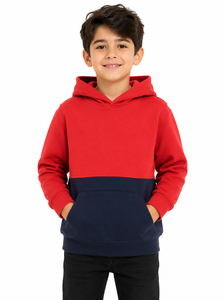 Sudadera con Capucha Livster para Bebés Niños, Diseño Color Block, Mezcla de Algodón y Felpa, Secado Rápido, Rojo, Azul Marino, Informal, Larga - Product Image 1